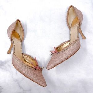 Giorgio Armani Vintage Y2K GA Monogram Logo Bow Mid Height Heel Pumps Coquette